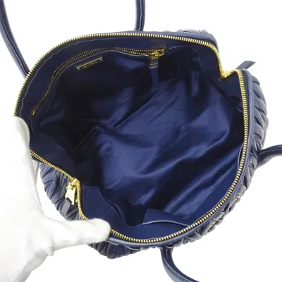 Pre-owned Miu Miu Blue Navy Leather Handbag Shoulder Bag ()