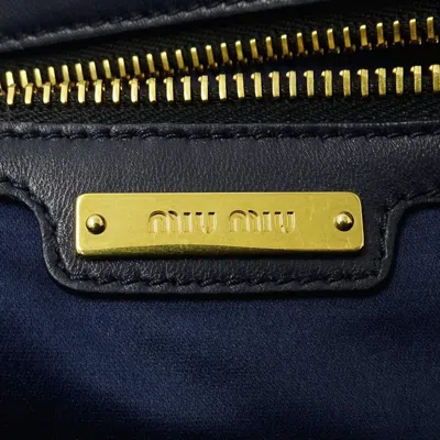 Pre-owned Miu Miu Blue Navy Leather Handbag Shoulder Bag ()