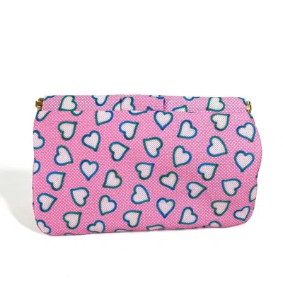 Pre-owned Miu Miu Blue Pink Nylon Leather Clutch Bag Pouch ()