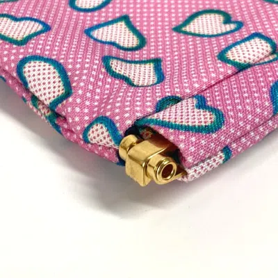 Pre-owned Miu Miu Blue Pink Nylon Leather Clutch Bag Pouch ()