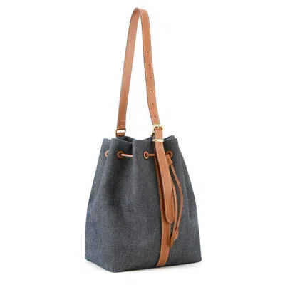 Pre-owned Miu Miu Brown Navy Denim Leather Shoulder Bag ()