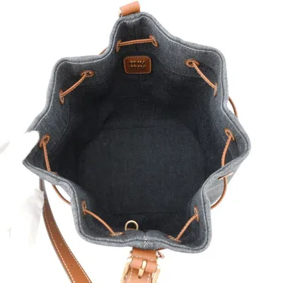 Pre-owned Miu Miu Brown Navy Denim Leather Shoulder Bag ()