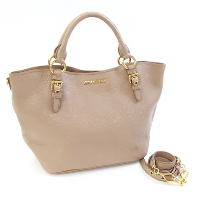 Pre-owned Miu Miu Dark Beige Leather Handbag Shoulder Bag () In Brown