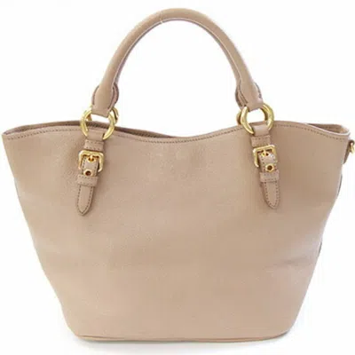 Pre-owned Miu Miu Dark Beige Leather Handbag Shoulder Bag () In Brown