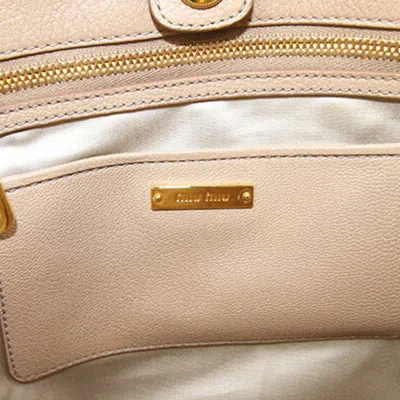 Pre-owned Miu Miu Dark Beige Leather Handbag Shoulder Bag () In Brown