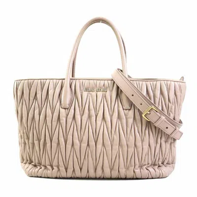 Pre-owned Miu Miu Pink Beige Leather Handbag Shoulder Bag ()