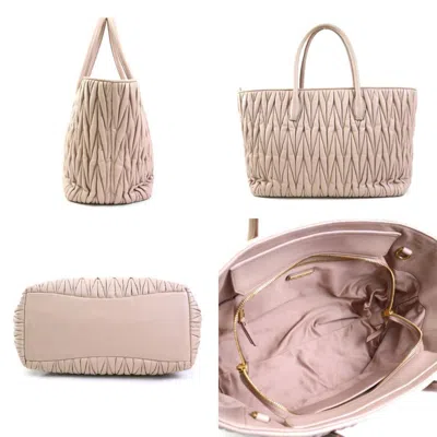 Pre-owned Miu Miu Pink Beige Leather Handbag Shoulder Bag ()