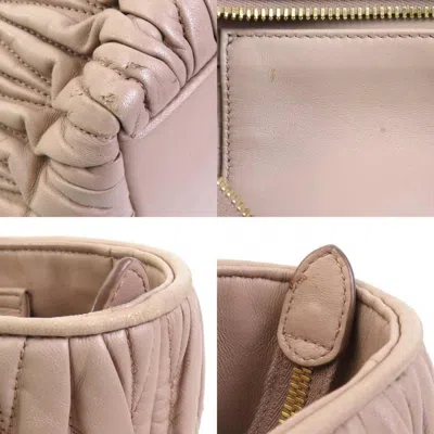Pre-owned Miu Miu Pink Beige Leather Handbag Shoulder Bag ()