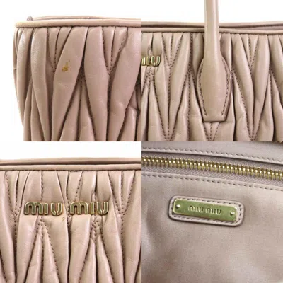 Pre-owned Miu Miu Pink Beige Leather Handbag Shoulder Bag ()