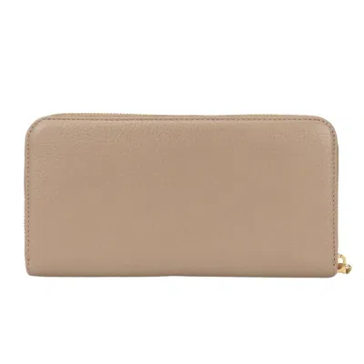 Pre-owned Miu Miu Pink Beige Leather Long Wallet (bi-fold) ()