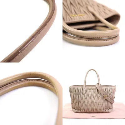 Pre-owned Miu Miu Pink Beige Leather Handbag Shoulder Bag ()
