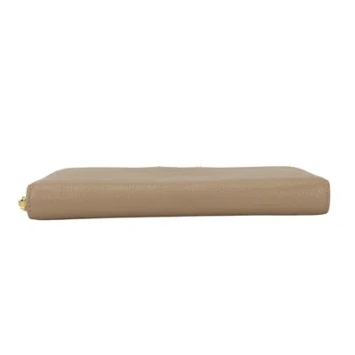 Pre-owned Miu Miu Pink Beige Leather Long Wallet (bi-fold) ()