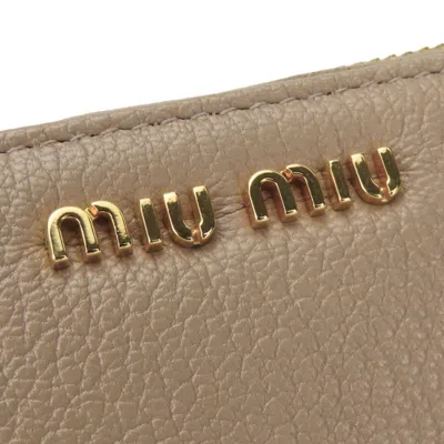 Pre-owned Miu Miu Pink Beige Leather Long Wallet (bi-fold) ()