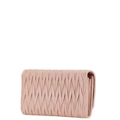 Pre-owned Miu Miu Pink Leather Long Wallet (bi-fold) ()