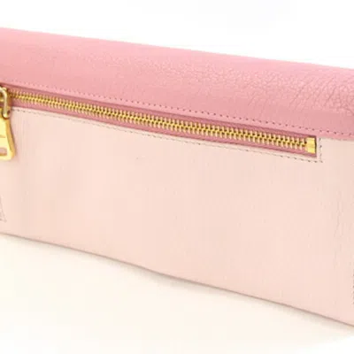 Pre-owned Miu Miu Pink Leather Long Wallet (bi-fold) ()