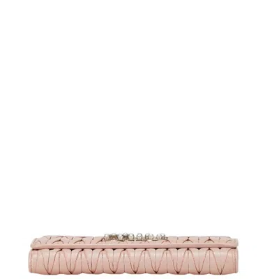 Pre-owned Miu Miu Pink Leather Long Wallet (bi-fold) ()