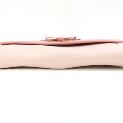Pre-owned Miu Miu Pink Leather Long Wallet (bi-fold) ()