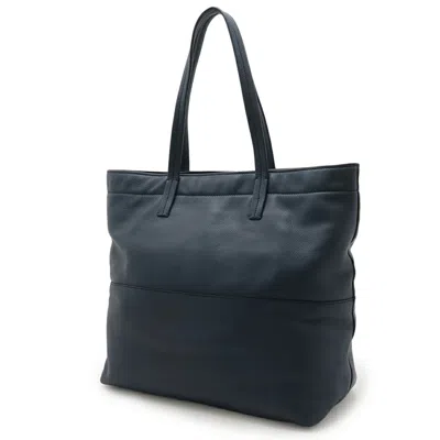 Pre-owned Miu Miu Navy Leather Shoulder Bag Tote Bag () In Blue