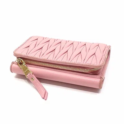 Pre-owned Miu Miu Pink Leather Wallet (bi-fold) ()