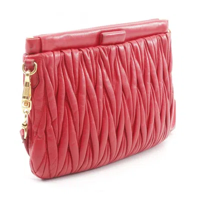 Pre-owned Miu Miu Red Color Leather Shoulder Bag ()
