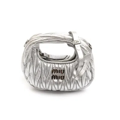 Pre-owned Miu Miu Silver Leather Shoulder Bag ()