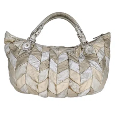 Pre-owned Miu Miu Silver Leather Tote Bag ()