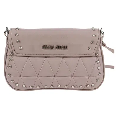 Pre-owned Miu Miu Studded Pink Leather Shoulder Bag ()