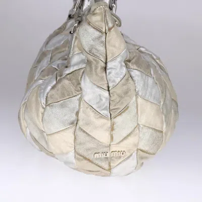 Pre-owned Miu Miu Silver Leather Tote Bag ()