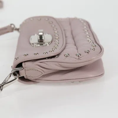 Pre-owned Miu Miu Studded Pink Leather Shoulder Bag ()