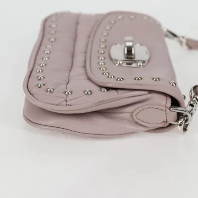 Pre-owned Miu Miu Studded Pink Leather Shoulder Bag ()