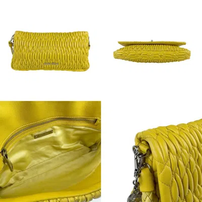 Pre-owned Miu Miu Yellow Leather Shoulder Bag ()