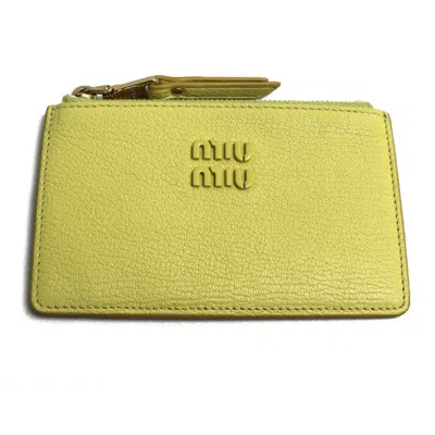 Pre-owned Miu Miu Yellow Leather Coin Purse/coin Case ()
