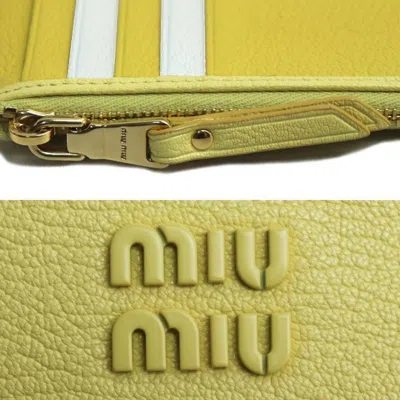 Pre-owned Miu Miu Yellow Leather Coin Purse/coin Case ()