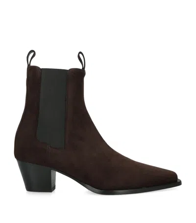 Totême Toteme 80mm Suede Boots With Pointed Toe In Brown