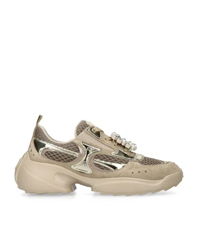 Roger Vivier Chunky Sole Sneakers Featuring Metallic Accents In Neutral