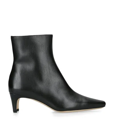 Staud Leather Wally Ankle Boots 55 In Black