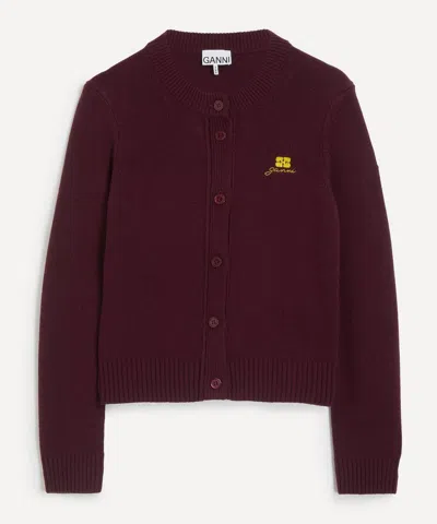 Ganni Knitwear With Ribbed Cuffs And Hem In Brown