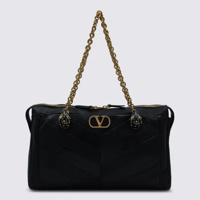 Valentino Garavani  Garavani Panthea Shoulder Bag In Nappa Leather With Chevron Pattern Wom In Black