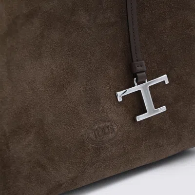 Tod's Brown Suede Leather Top Hansle Bag In Brown