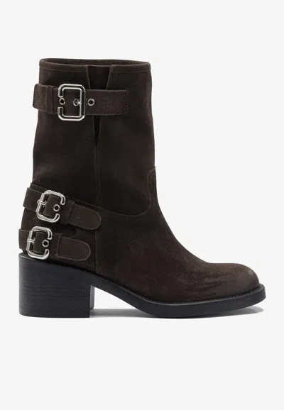 Chloé Dakota High Heels Ankle Boots In Brown Suede In Brown