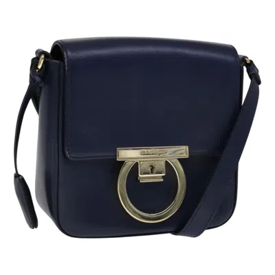 Pre-owned Ferragamo Tassel Gancini Lock Flap Shoulder Bag Leather Leather Shoulder Bag Bag () In Blue