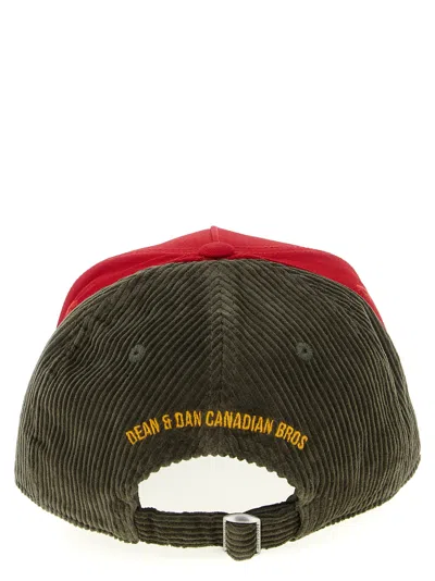 Dsquared2 Patch-detail Corduroy Baseball Cap In Red