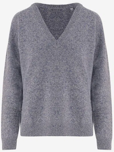 Aspesi Wool Sweater With V-neck In Gray
