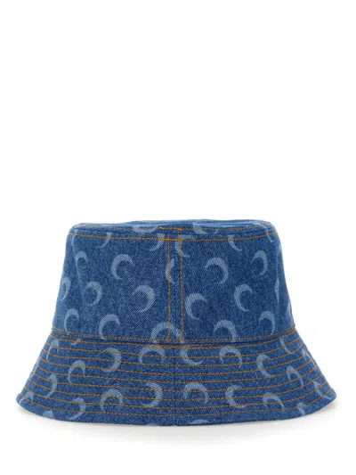 Marine Serre Contrast Stitched Crescent Moon Printed Bucket Hat In Blue