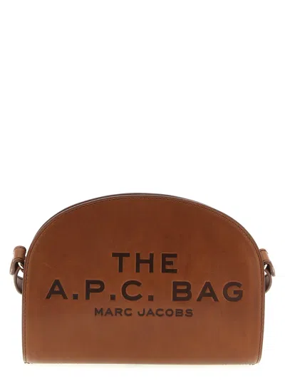 Apc A.p.c. Women Brown Leather A.p.c. X Marc Jacobs Demi Lune Crossbody Bag In Brown