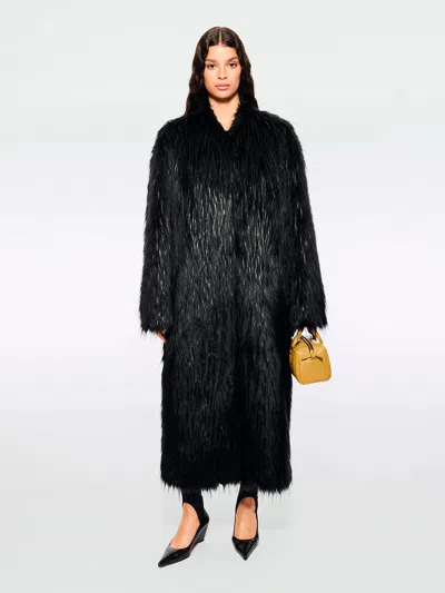 Stand Studio Carolina Faux Fur Long Coat In Black