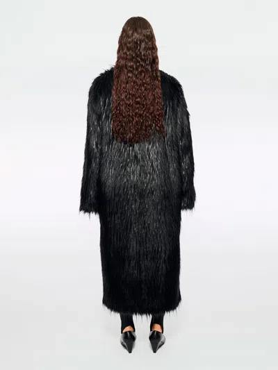 Stand Studio Carolina Faux Fur Long Coat In Black