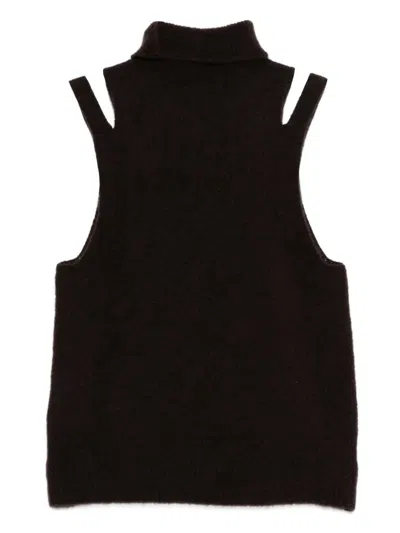 Roberto Collina Cashmere And Silk Turtleneck Sleeveless Top Clothing In Black