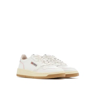 Autry White Goatskin Low Top Sneakers In Nude