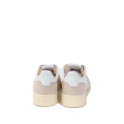 Autry White Goatskin Low Top Sneakers In Nude